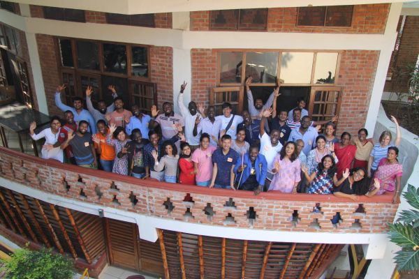 kanthari participants on balcony of the auditorium