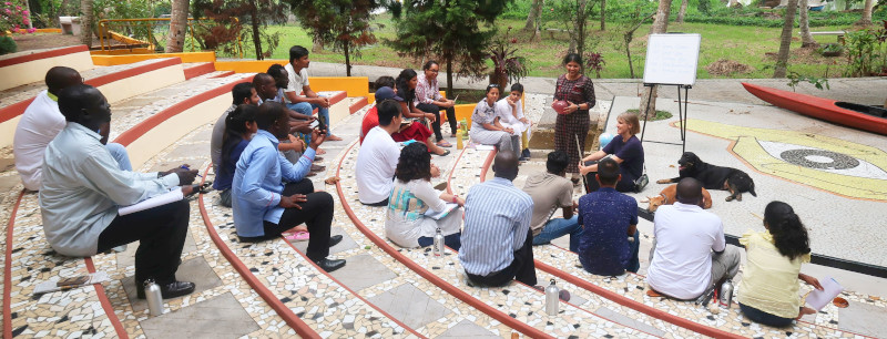 Participants sitting on a session at amphitheatre