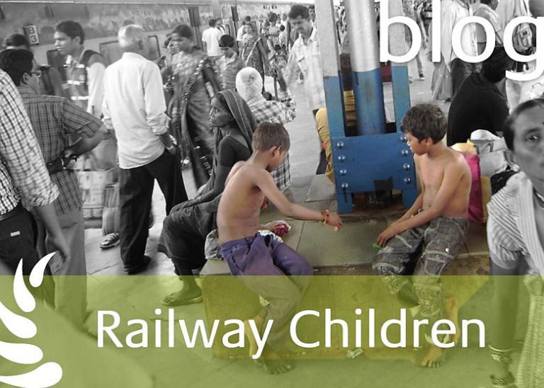 Railway Children at Raipur Station in India