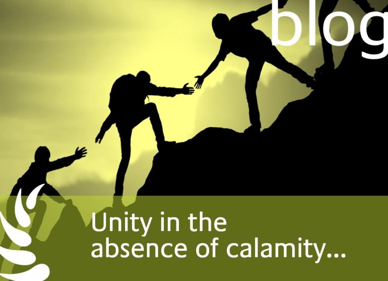 Unity in the absence of calamity means working together and collaboration