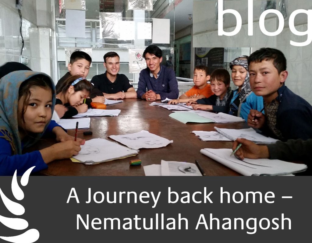 Nematullah Ahangosh with students in Afghanistan