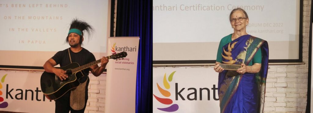 Andre from Papua Indonesia during his TALK - Sangeeta JK with the kanthari Award